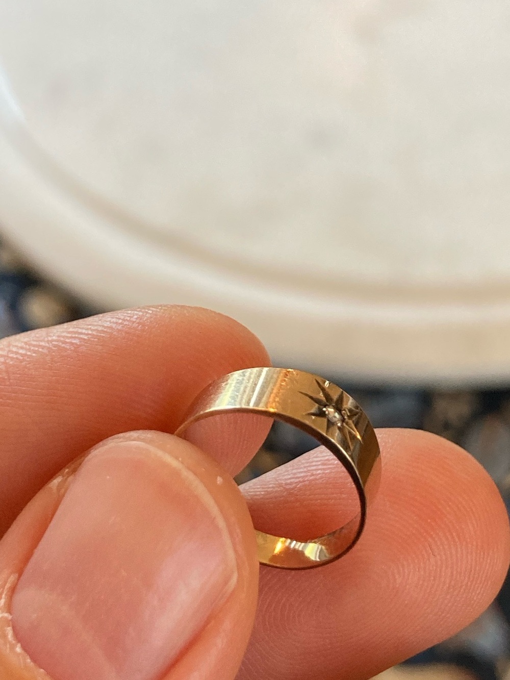 Antique Victorian Starburst Diamond Wide Band Ring, Tiny Size - Picture 10 of 17